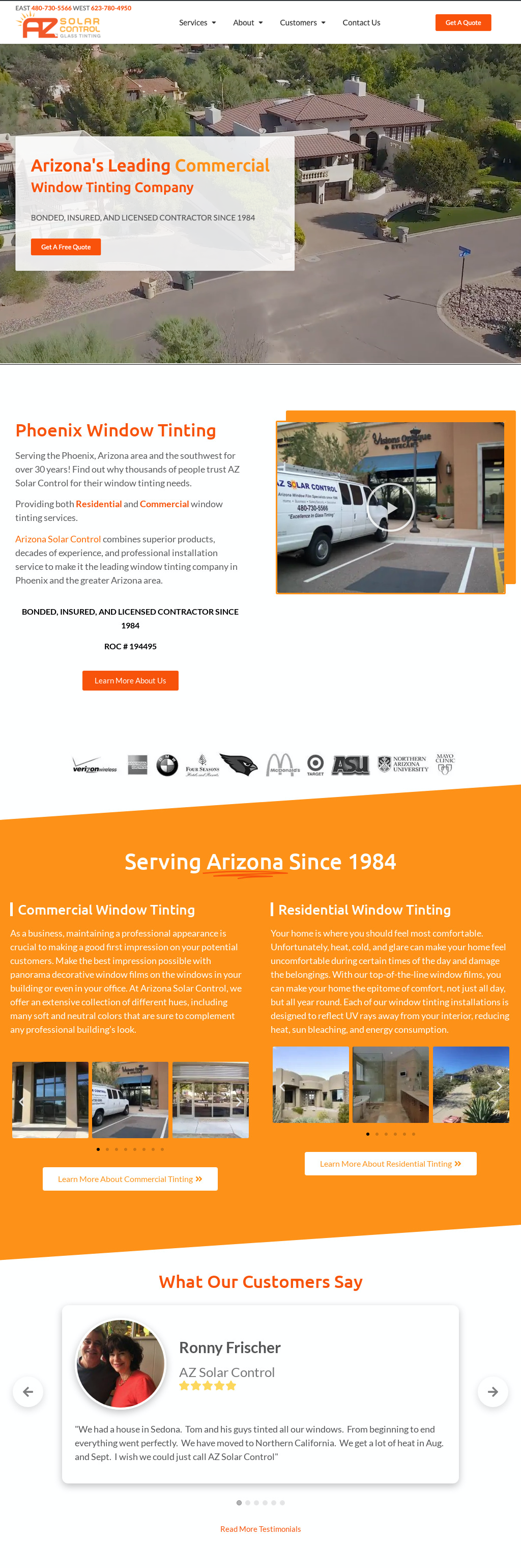 AZ Solar Control website design