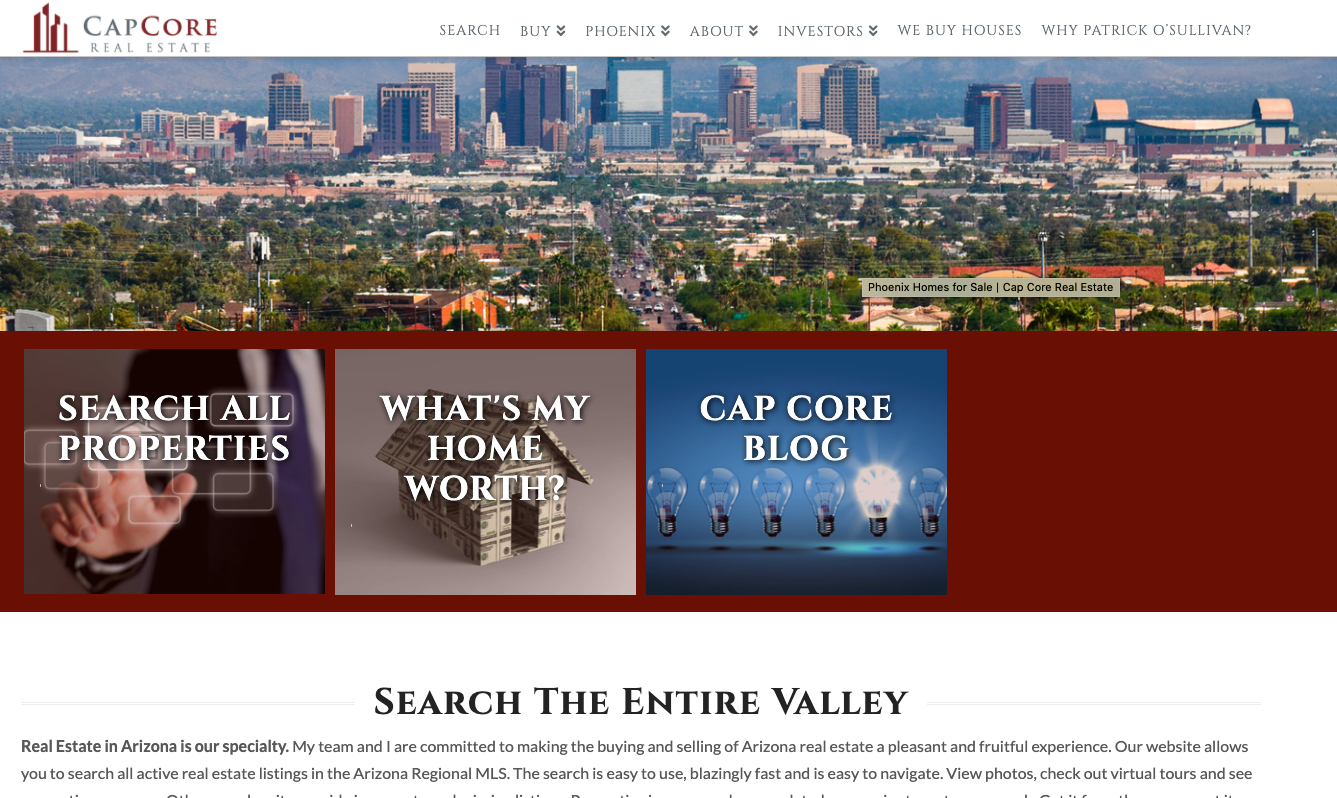 CapCore real estate website