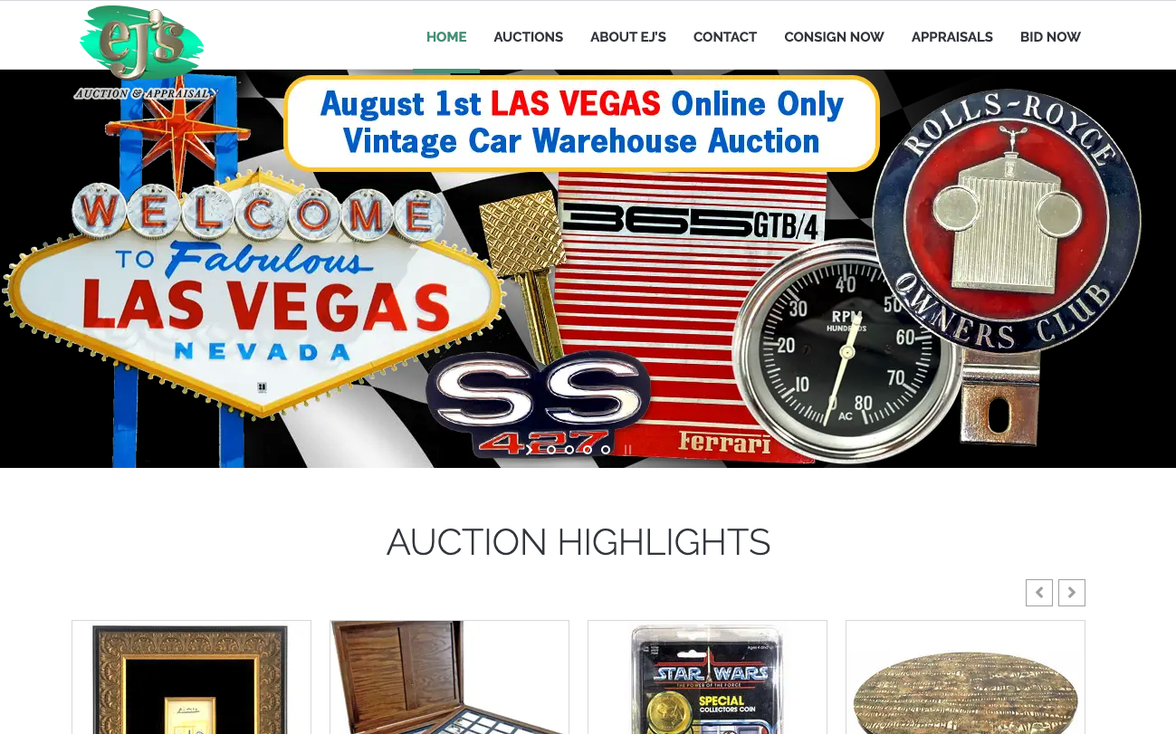 EJ's Auction website