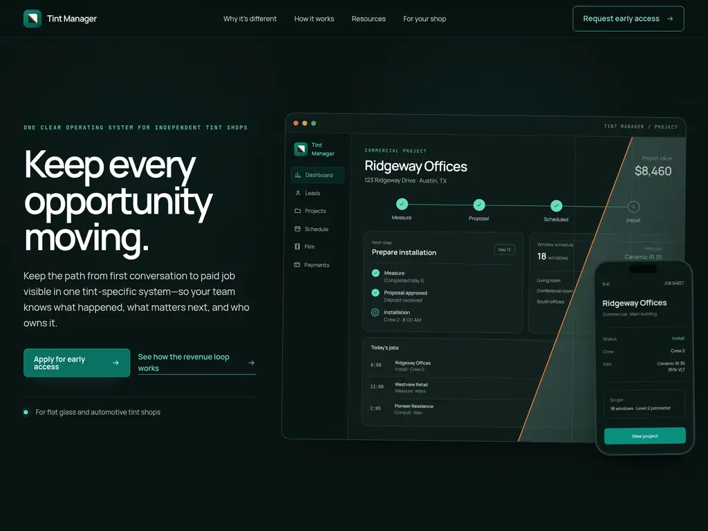Tint Manager business management software for window tint shops